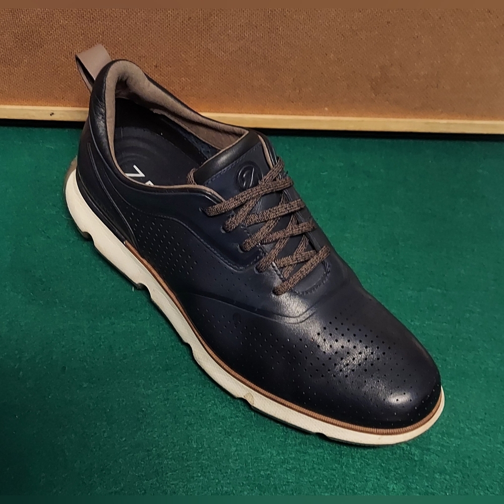 COLE HAAN ZEROGRAND C33473 MENS NAVY BLUE PERFORATED LEATHER OXFORDS SIZE 11.5 M